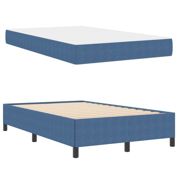 vidaXL Bedframe met matras Blauw 120 x 190 cm Stof