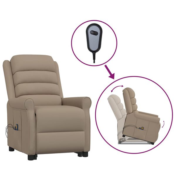 vidaXL Sta-op-massagestoel kunstleer cappuccinokleurig