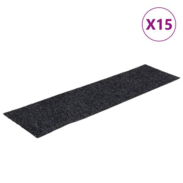 vidaXL Trapmatten zelfklevend 15 stuks 76x20 cm donkergrijs rechthoekig