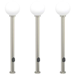 vidaXL Bolderverlichting met stopcontact 3 stuks 120 cm RVS IP44
