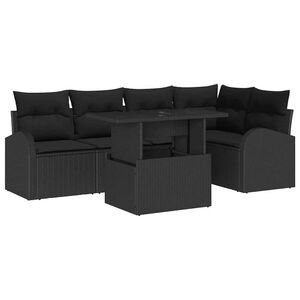 vidaXL Tuin Sofa Set met kussen met opslag 6 pcs Zwart Poly riet