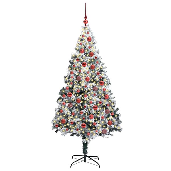 vidaXL Kunstkerstboom met 300 LED Wit 180 cm PVC en Staal en Kunststof