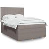 vidaXL Boxspring met matras stof taupe 160x200 cm
