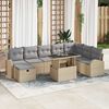 vidaXL Tuin Sofa Set met kussen met opslag 9 pcs Beige Poly riet