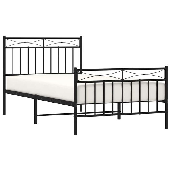 vidaXL Bedframe met hoofd- en voeteneinde metaal zwart 100x190 cm
