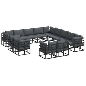 vidaXL Tuinbankenset 13 st Zwart Aluminium
