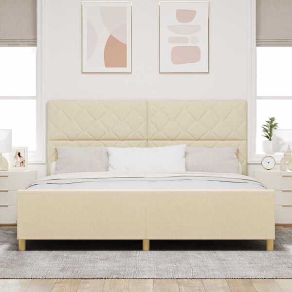 vidaXL Bedframe met hoofdeinde Cr&egrave;me 200 x 200 cm Stof