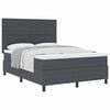 vidaXL Boxspringbed Donkergrijs en Wit 160 x 200 cm Katoen Stof