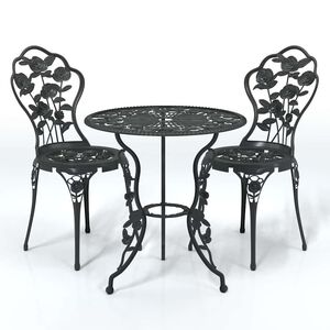 vidaXL 3-delige Bistroset gietaluminium zwart