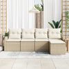 vidaXL Bankstel met kussen met opslag 5 pcs Beige en Wit poly rattan
