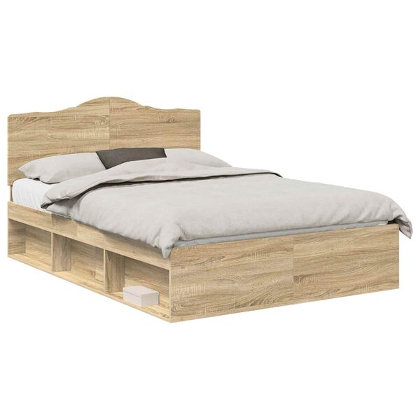 vidaXL Bedframe met hoofdeinde Sonoma 160 x 200 cm Massief grenenhout