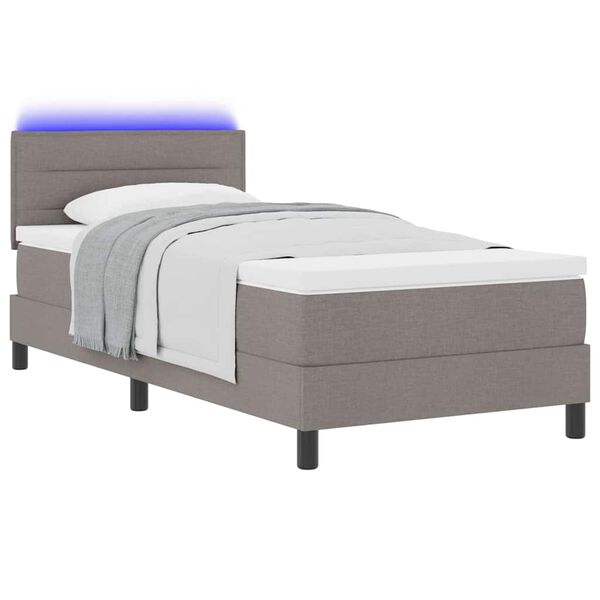 vidaXL Boxspring bed met matras met LED Taupe 90 x 200 cm Stof