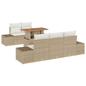 vidaXL Tuin Sofa Set met opslag 6 pcs Beige Poly riet