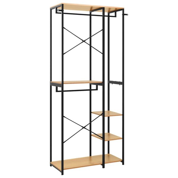 vidaXL Kledingkast 90x40x213 cm metaal spaanplaat zwart en eikenkleur