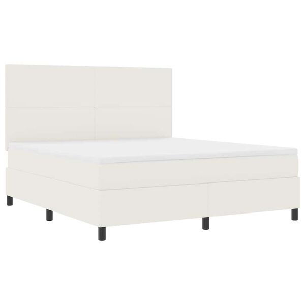 vidaXL Boxspring bed Crème en Wit 203 x 180 x 128 cm Katoenen stof