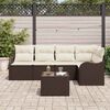 vidaXL Tuin Sofa Set met kussen 6 pcs Bruin Poly riet