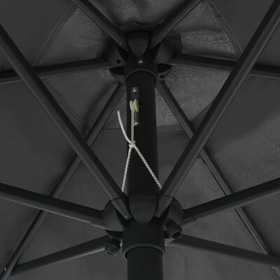 vidaXL Parasol met LED-verlichting en aluminium paal 270 cm antraciet