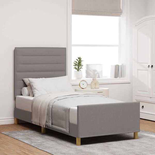 vidaXL Bedframe met hoofdeinde Taupe 90 x 190 cm Stof
