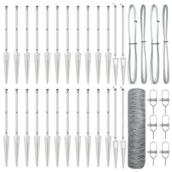 vidaXL Afrasteringspaal Zilver 50 x 0,4 m (36 mm gaas) Staal