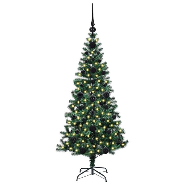 vidaXL Kunstmatig Voorverlicht Kerstboom Groen 120 cm PVC en Metaal