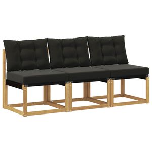 vidaXL 3 Stuk Buiten Midden Sofa Massief acaciahout en Textilene Stof