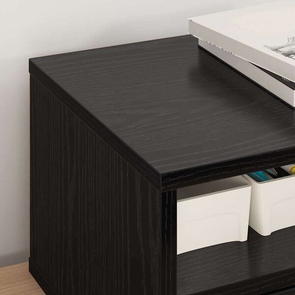 vidaXL Printerstand met lade Zwart Eiken 40 x 32 x 24 cm Bewerkt hout