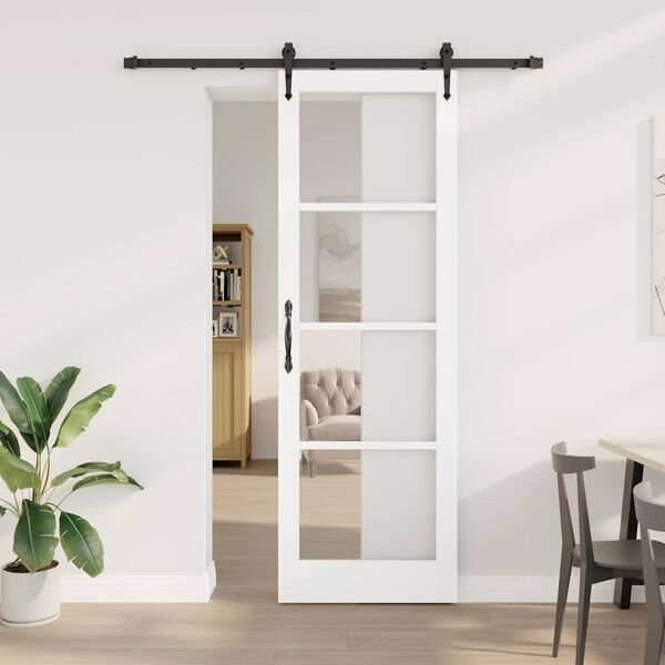 vidaXL Schuifdeur Wit 78 x 232 cm Massief grenenhout en glas
