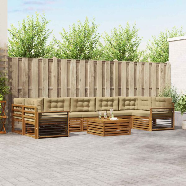 vidaXL Buiten bankenset met kussen 8 pcs Natuurlijk en Beige