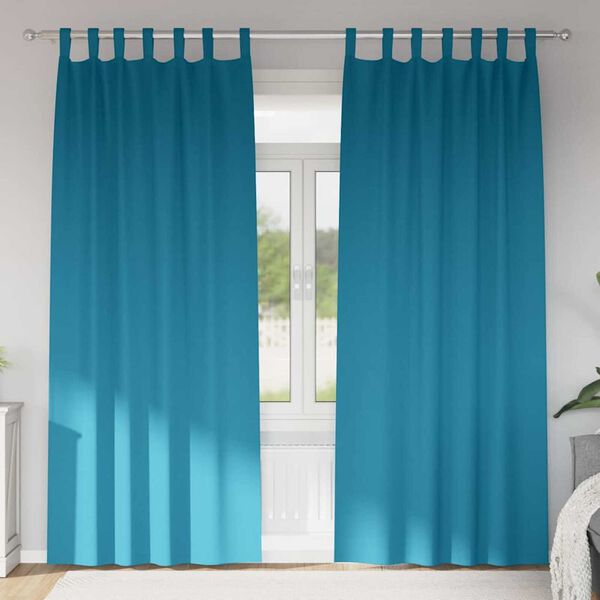vidaXL Zwart-out Gordijnen met Ringen 2 pcs Turquoise 245 x 140 cm