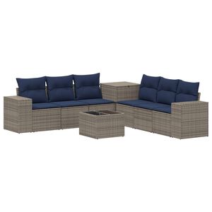 vidaXL Bankstel 8 st Grijs en Marineblauw 55 x 55 x 37 cm