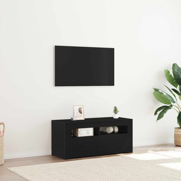 vidaXL TV-kast Zwart Eiken 90 x 35 x 40 cm Bewerkt hout