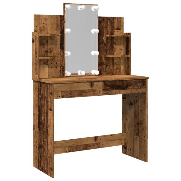 vidaXL Kaptafel met LED-verlichting 96x40x142 cm oud houtkleurig
