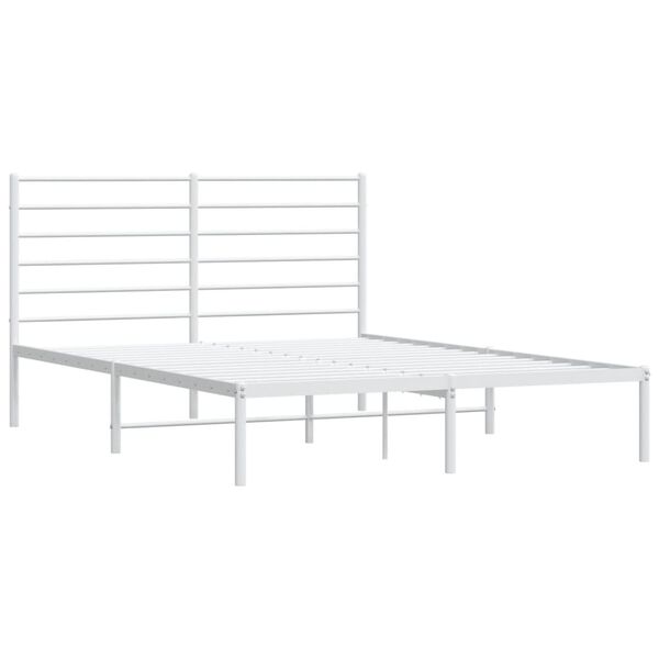 vidaXL Bedframe met hoofdbord metaal wit 140x190 cm