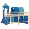 vidaXL Kinderhoogslaper met toren 80x200 cm massief grenenhout blauw