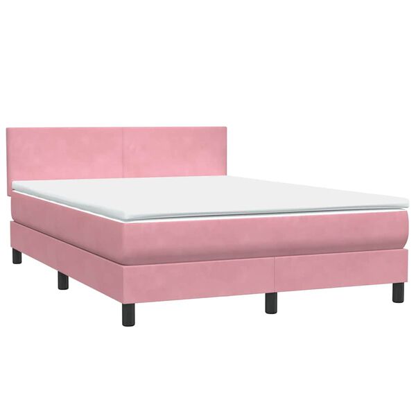 vidaXL Boxspring met matras fluweel roze 160x220 cm