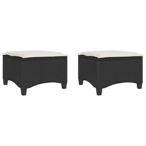 vidaXL Tuinkrukken met kussens 2 st 55x55x36 cm poly rattan zwart