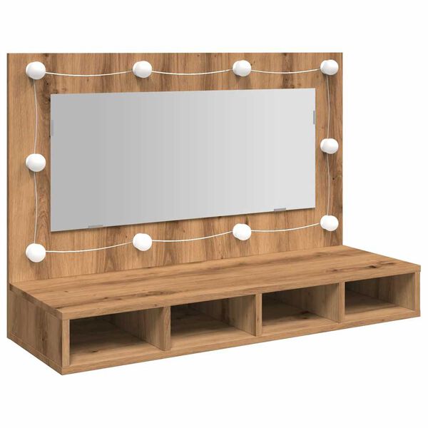 vidaXL Spiegelkast met LED Artisan Eiken 90x31,5x62 cm