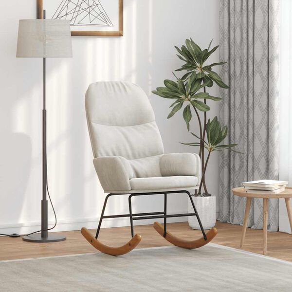 vidaXL Schommelstoel fluweel cr&egrave;mewit