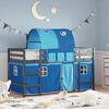 vidaXL Kinderhoogslaper met tunnel 90x190 cm massief grenenhout blauw
