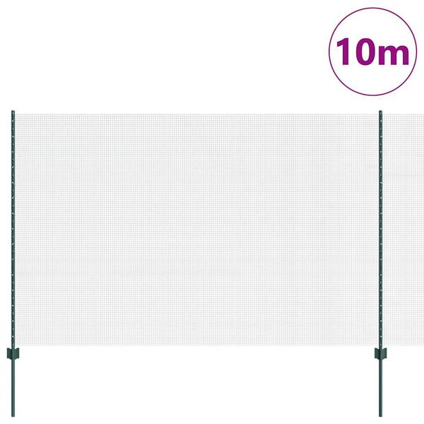 vidaXL Hek met Paal Groen 1,6 x 10 m Staal en PVC