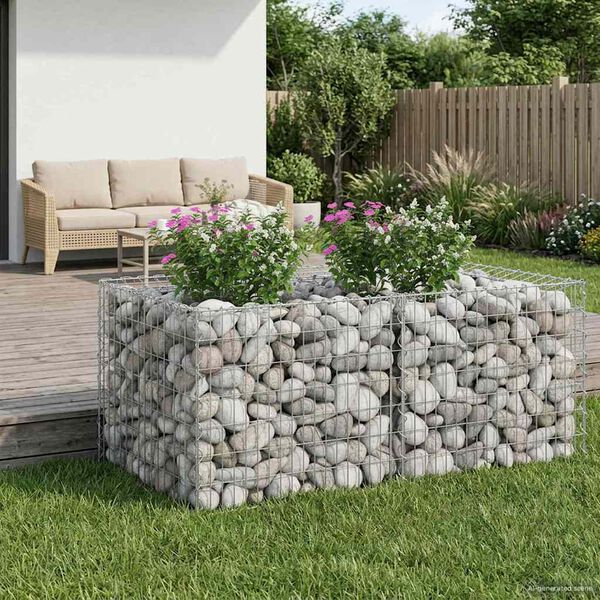 vidaXL Gabion Verhoogd Bed Zilver 100 x 100 x 60 cm