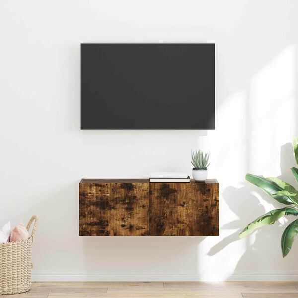 vidaXL TV Wandkast Gerookt eiken 78,5 x 31 x 29,5 cm Bewerkt hout