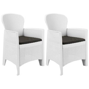 vidaXL Tuinstoel 2 st met kussen rattan-look kunststof wit