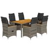 vidaXL 7-delige Tuinset met kussens poly rattan grijs