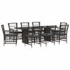vidaXL Buiten eettafelset 9 st Zwart poly rattan