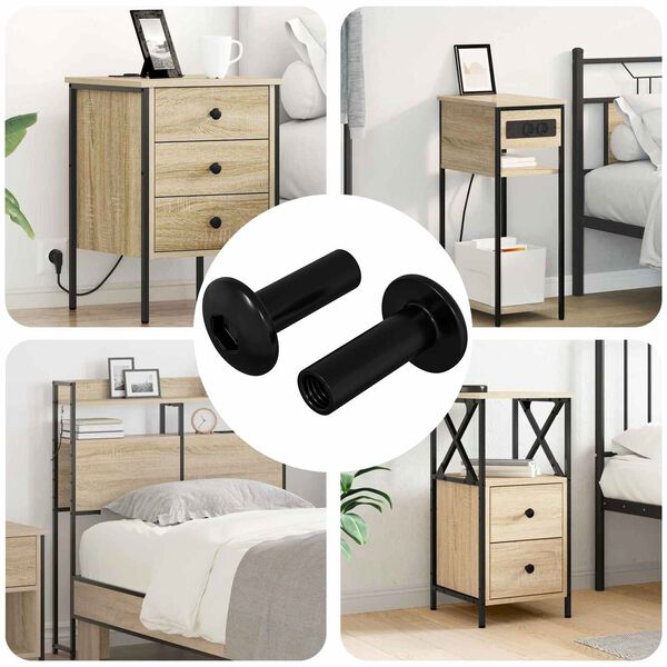 vidaXL Moffenmoeren 2 pcs Zwart M4 x 14,5 mm IJzer