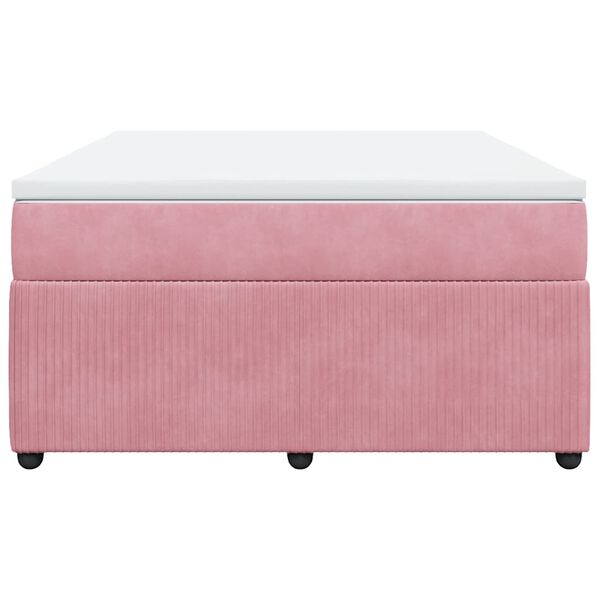 vidaXL Boxspring met matras fluweel roze 140x190 cm