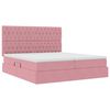 vidaXL Bed met LED-striplichten met opslag Roze 200 x 200 cm Fluweel