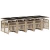 vidaXL 11-delige Tuinset met kussens poly rattan beige