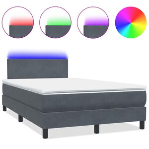 vidaXL Boxspring met matras en LED fluweel donkergrijs 120x220 cm